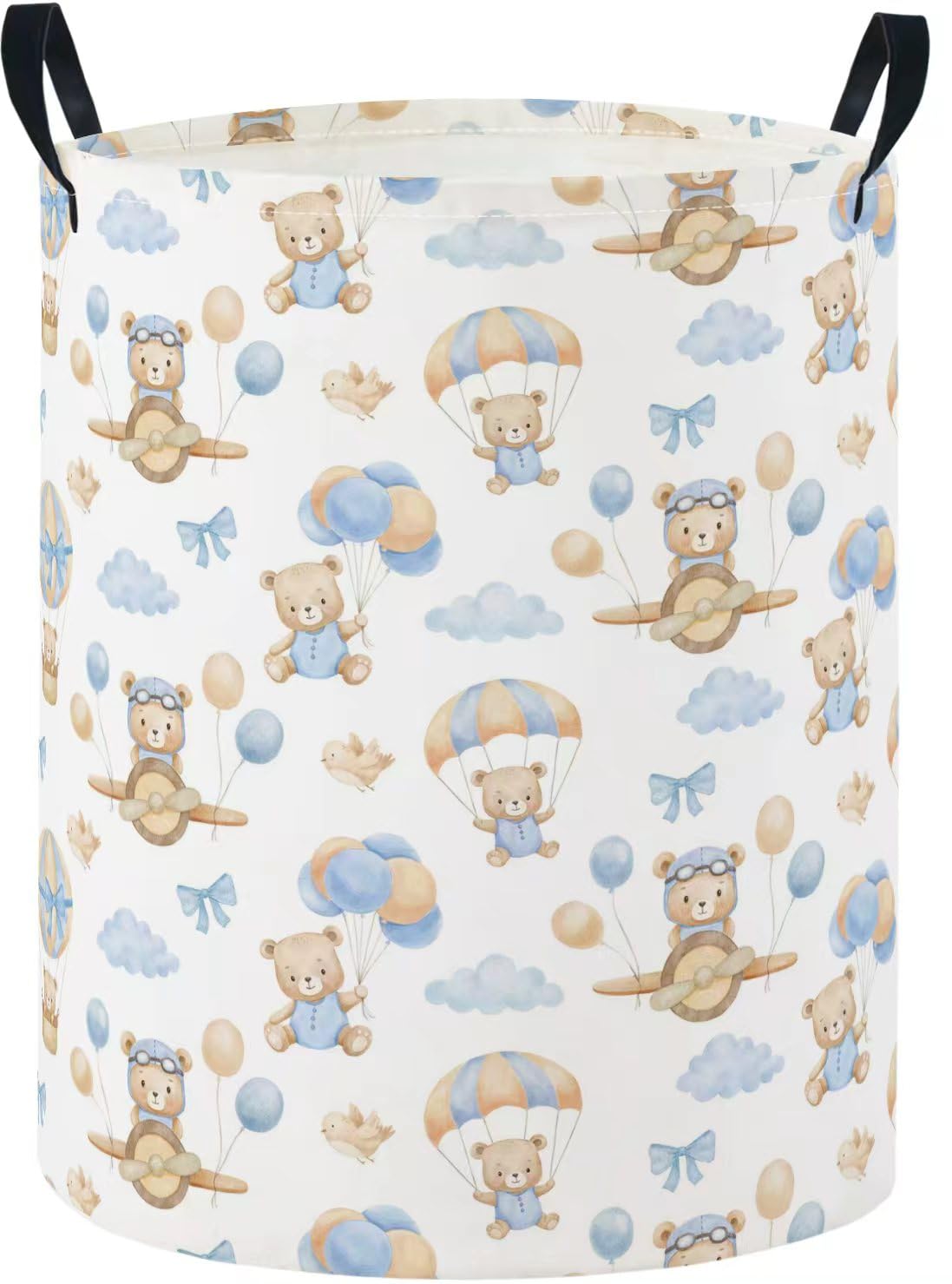 Baby Laundry Basket Baby Nursery Hamper Kids Laundry Basket Toy Storage Bin for Boys Room Decor Gift Baskets for Bedroom Bathroom(Bear Pilot)