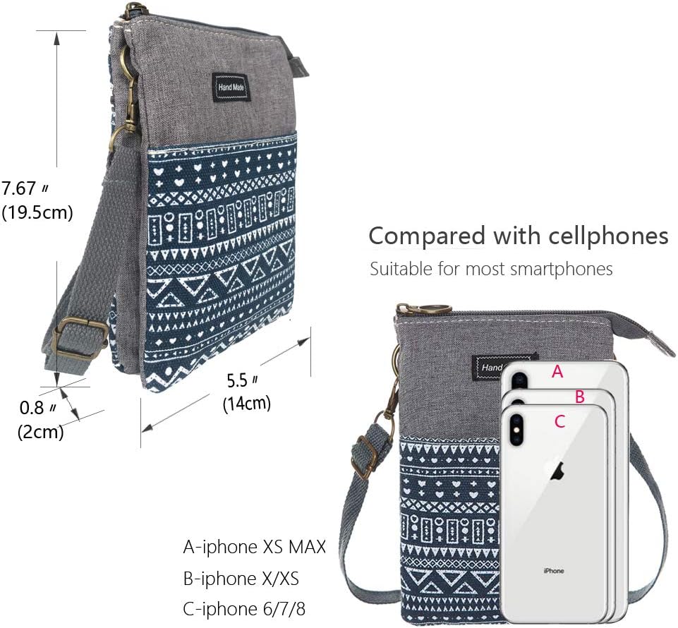 Roomy Cell Phone Purse Wallet Canvas Small Crossbody Purse Bags with Shoulder Strap For Women teen girlsl | Roomy, Canvas, Small, Bags, Shoulder Strap - Image 4