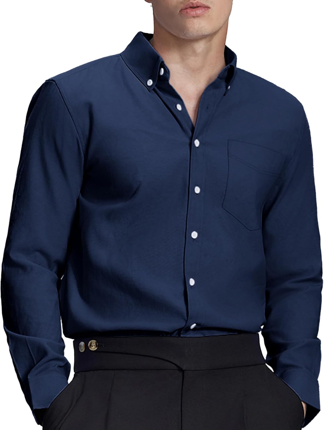 Susclude Men's Oxford Shirts Long Sleeve Dress Shirts for Men Button Down Shirt Cotton Wrinkle Free Shirts with Pocket