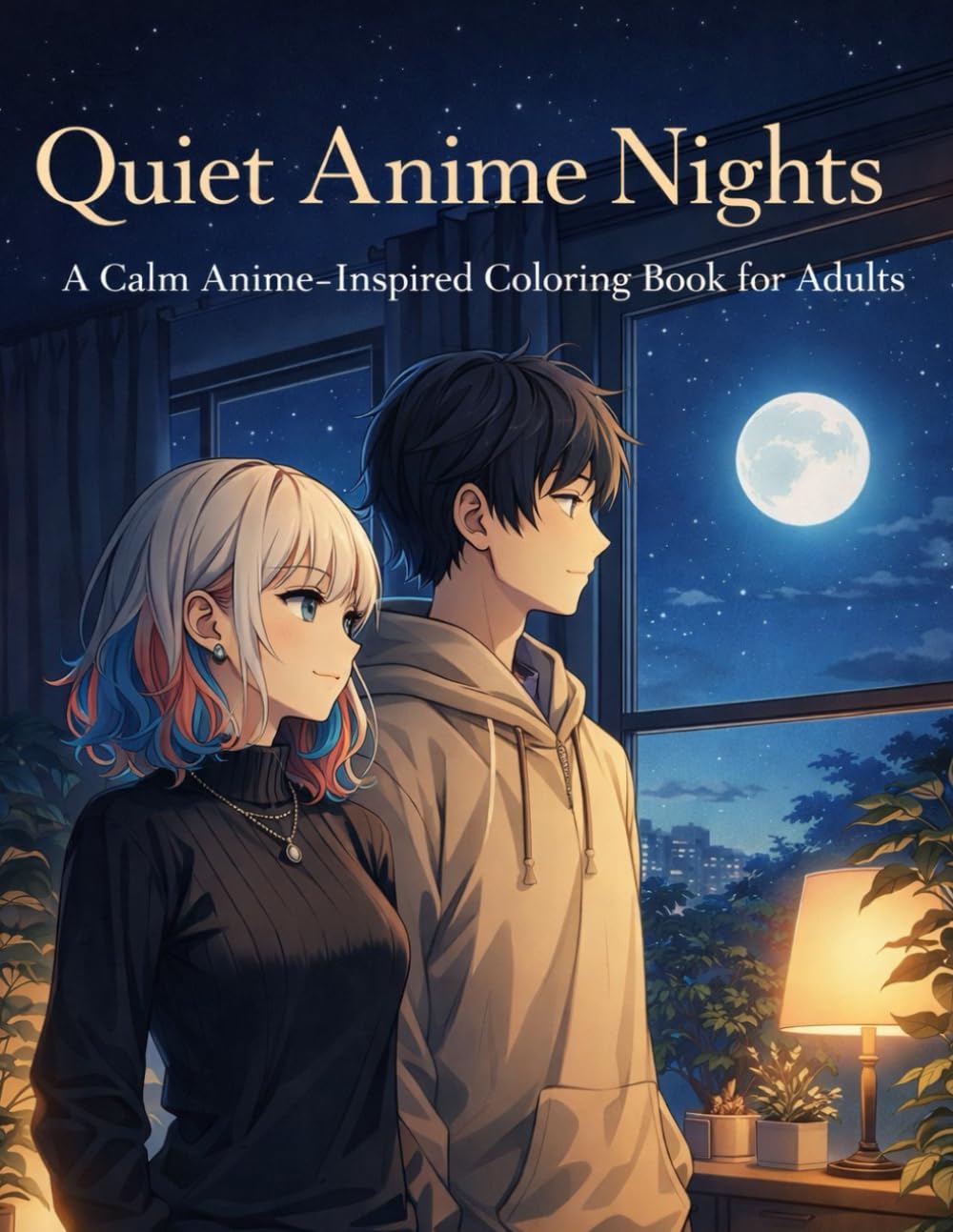 Quiet Anime Nights: A Calm Anime-Inspired Coloring Book for Adults