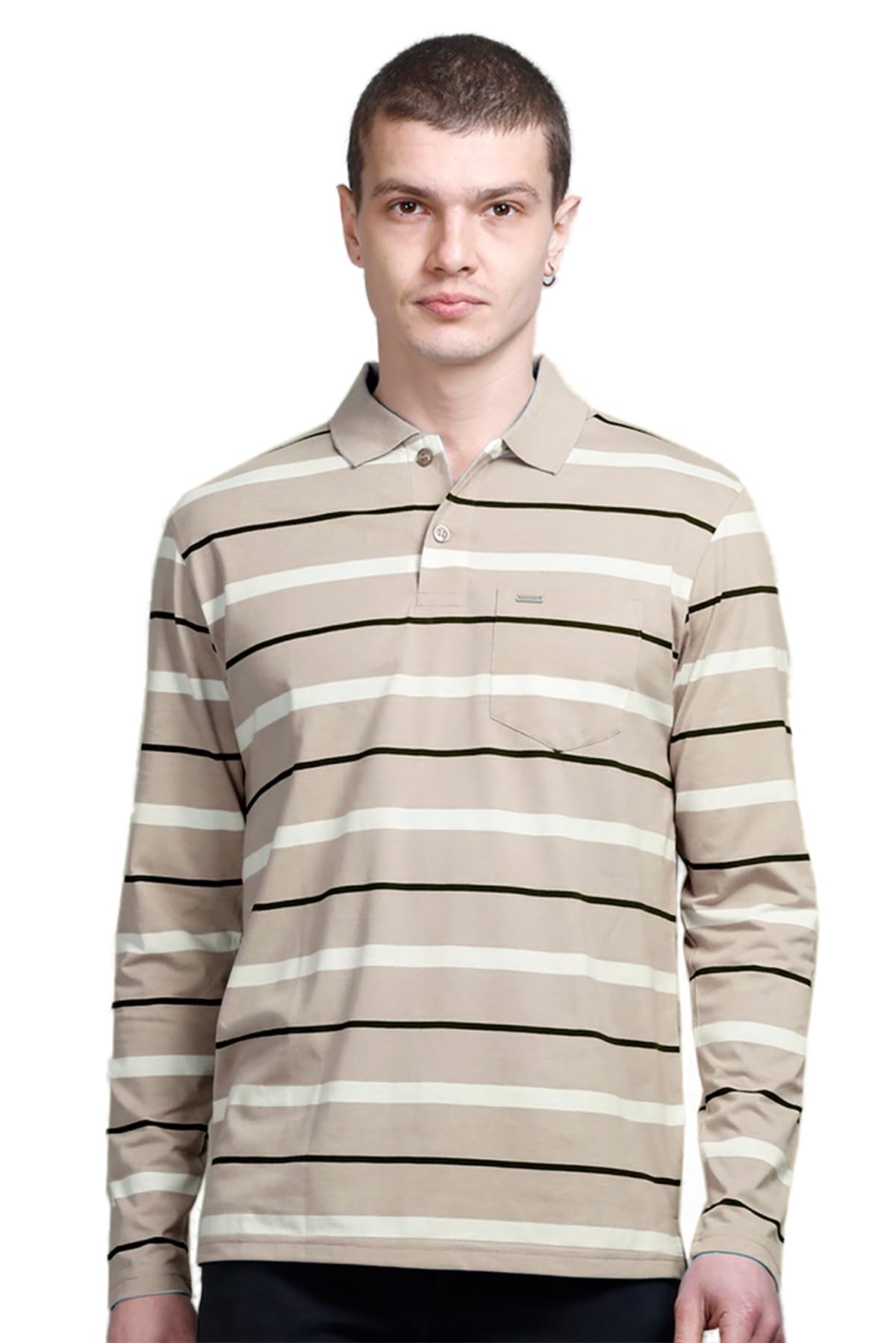 Full Sleeve Cotton Polo T Shirt for Man with Pocket - Men Tshirts Regular Fit-image-35