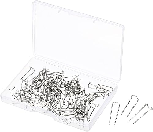 PATIKIL U-Pins, paquete de 100 pasadores de horquilla de acero para costura de tela, color plateado