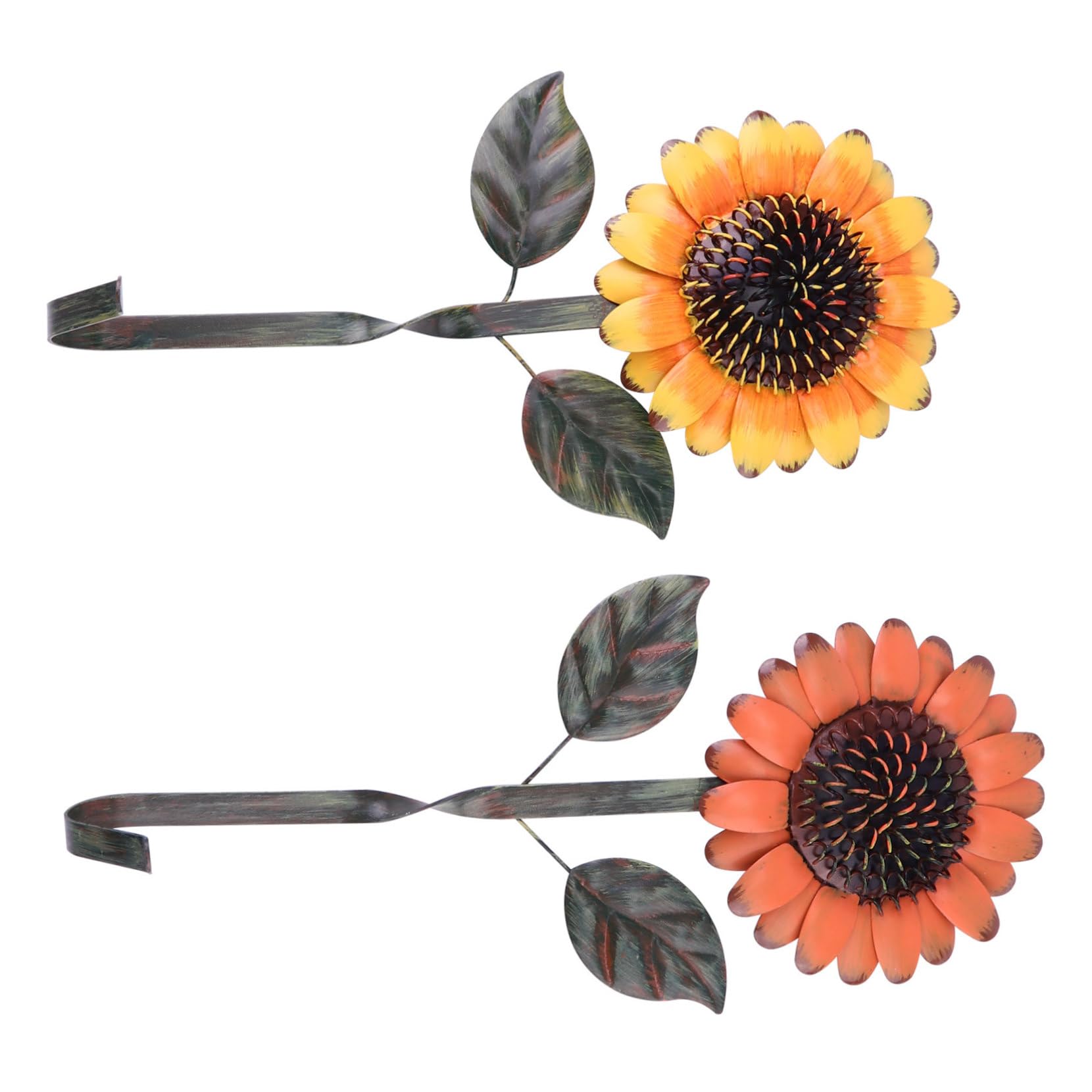 Gatuida 2pcs Vintage Sunflower Wrought Iron Hooks for Home Decor Wall Mount Flower Decoration Hooks for Keys Towels and Aprons