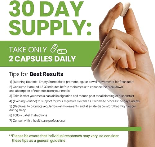 Miniatura 7 de JKJ - Apoyo para el bienestar digestivo - Papaína 400 mg, ginseng americano 143 mg, bromelina 400 mg, suplemento de salud intestinal para comodidad