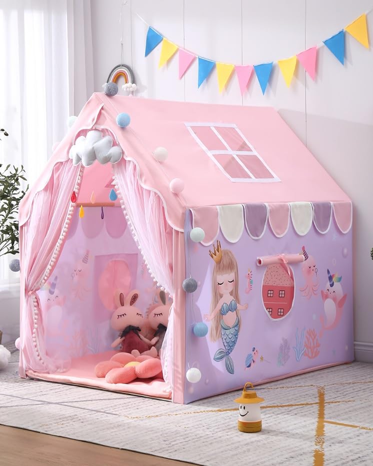 LalakiyaS Kids Play Tent For Boys Indoor And Outdoor Playhouse Toddler Tent Large Play Castle Fairy Tent (Fish House),Pink (B0CPHXPKNT) Amazon Price History, Amazon Price Tracker