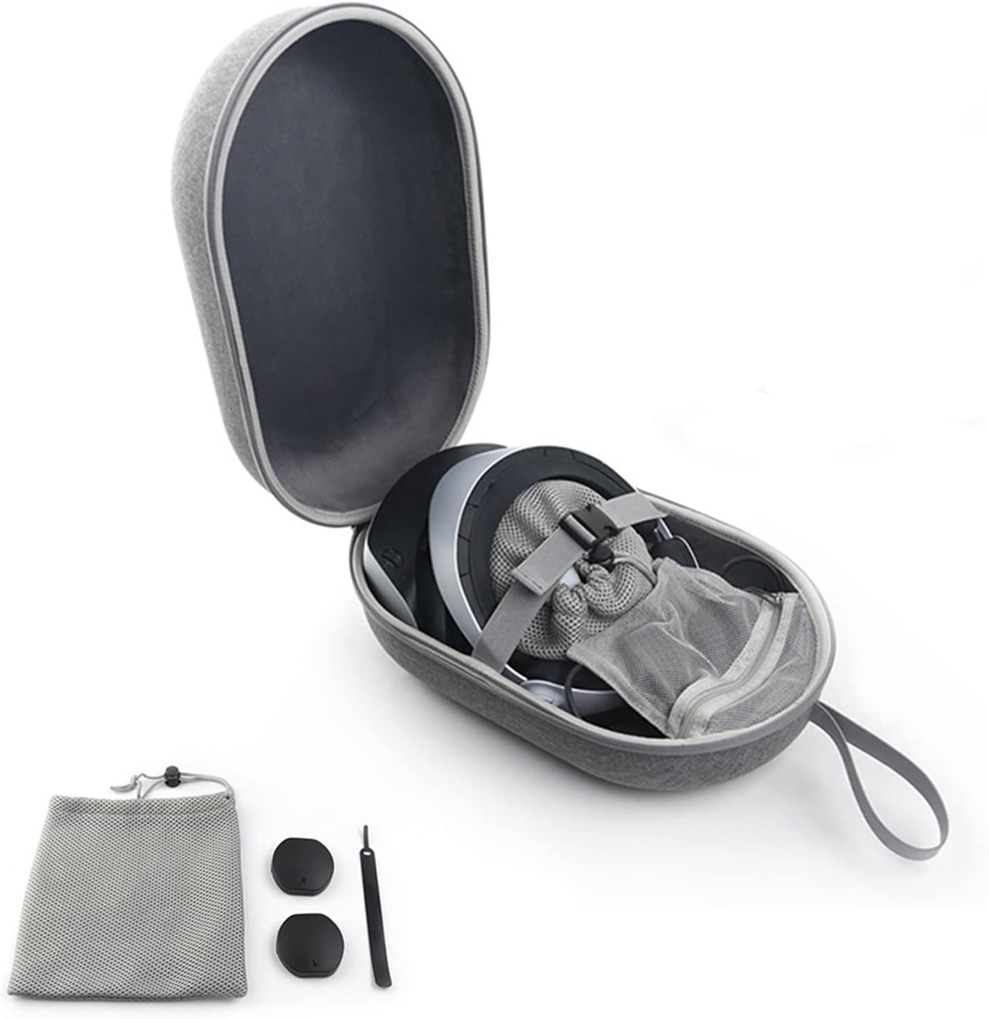 Protective Carrying Case Kit Compatible with PS-VR2, Portable Hard Storage Bag with Lens Covers,Mesh Storage Bag, Cable Tie for Headset and Touch Controllers Accessories