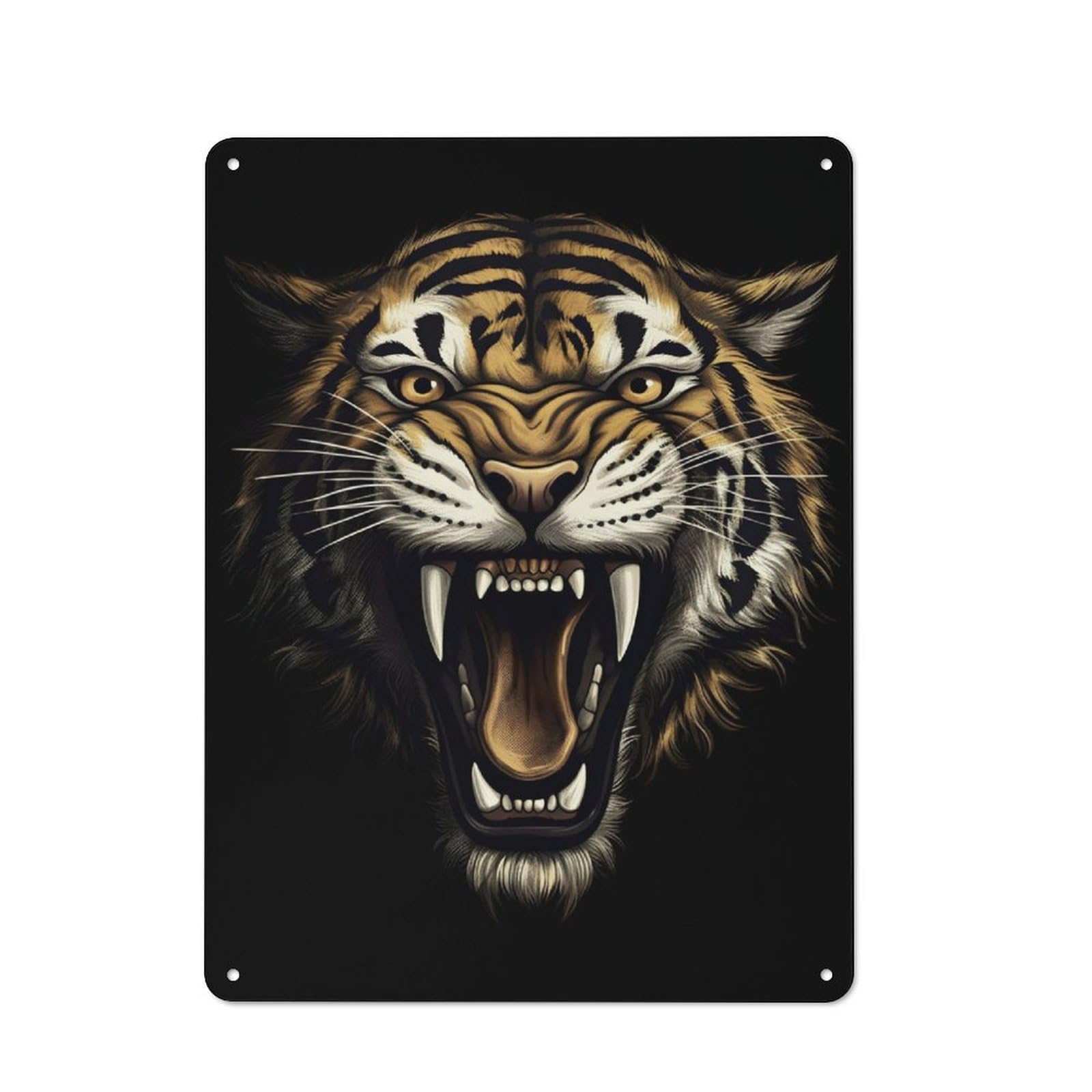 Rustic The Roared Tiger Tin Wall Sign 40x30cm, Kitchen Wall Decor for Bakery, Diner, Cafe Or Family Room