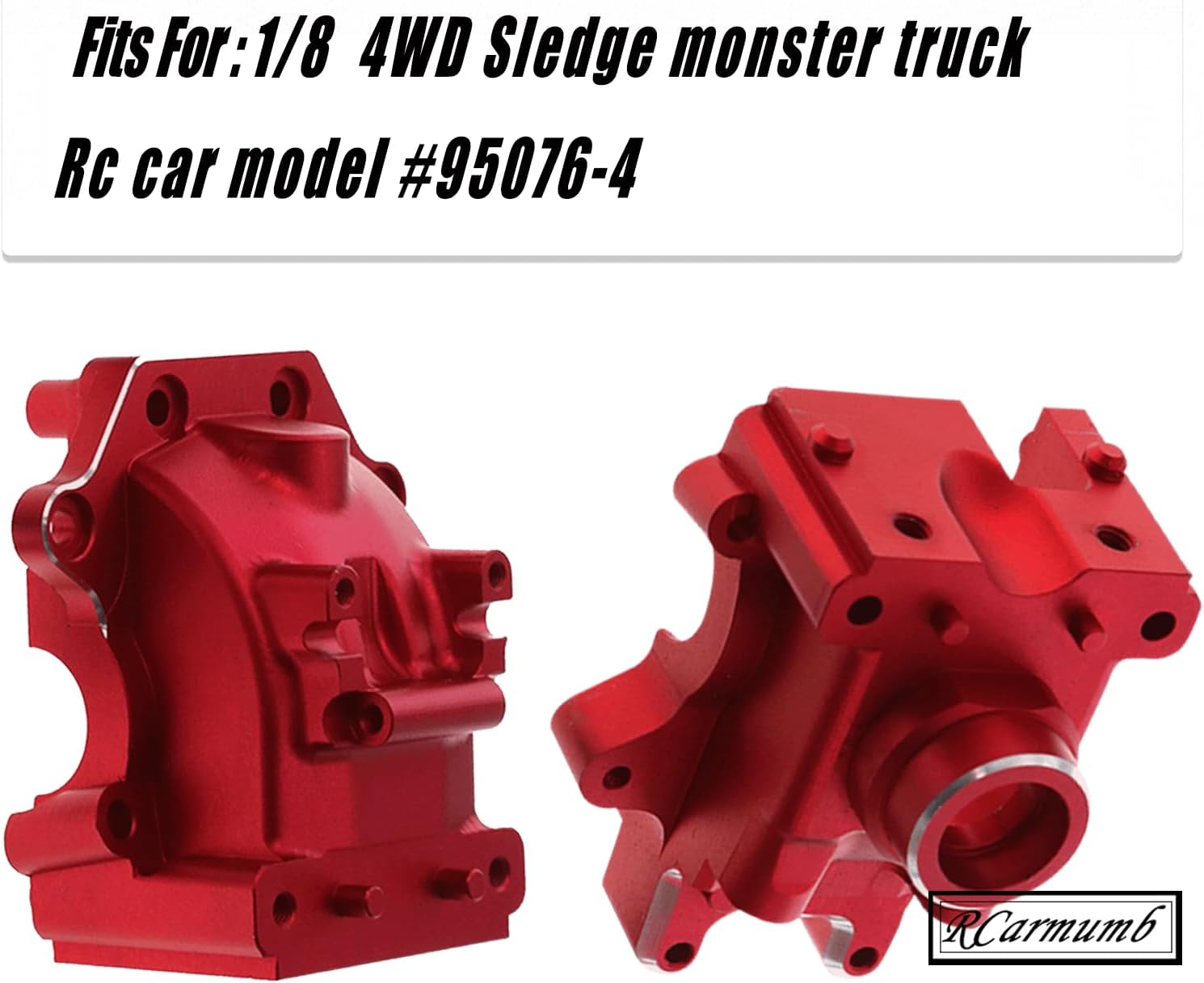 Gear Box Upgrades Part for 1/8 Sledge 4WD,Aluminum Front Rear Universal Gear Box Housing, RC Alloy Gearbox Hops up for Sledge Monster Truck RC Car #95076-4,Replace #9529, Red （1 Set