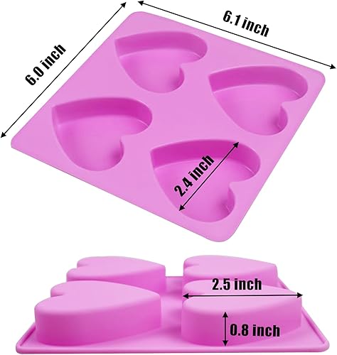 Miniatura 2 de Moldes de silicona para jabón, 4 moldes de silicona de corazón, moldes de jabón de silicona para hacer jabón, pasteles, gelatina, pudín, caramelo,