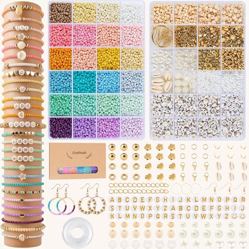 Missangas para fazer pulseiras 24 cores com letras, 3 mm contas argila de polímero para fazer pulseiras contas contas de vidro, contas para pulseiras DIY-artesanato presente de aniversário unissexo
