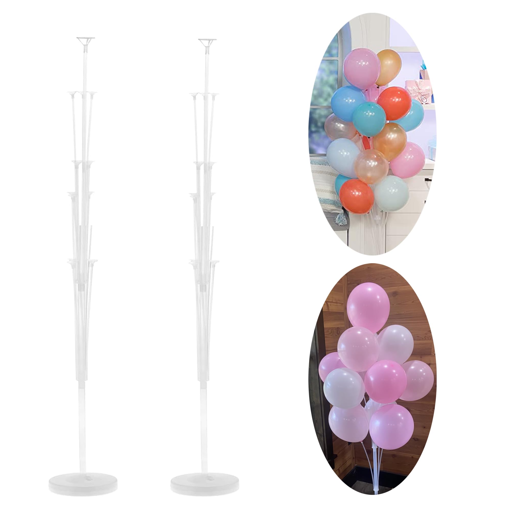 2 Sets 62in Balloon Stand Kit, Balloon Holder on Floor and Table, Balloon Sticker Party Decoration for Wedding Birthday Graduation Baby Shower