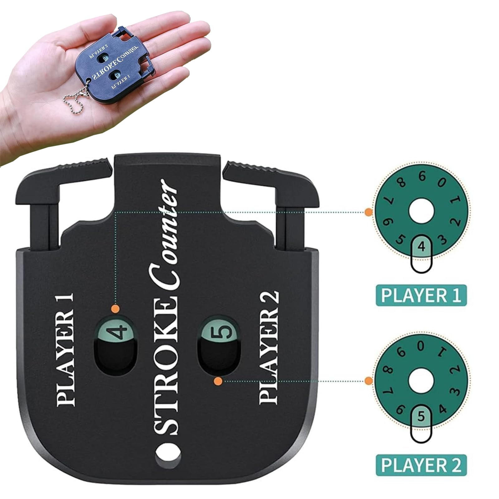 Contador De Puntaje De Golf 4 Piezas con Llavero para Golf