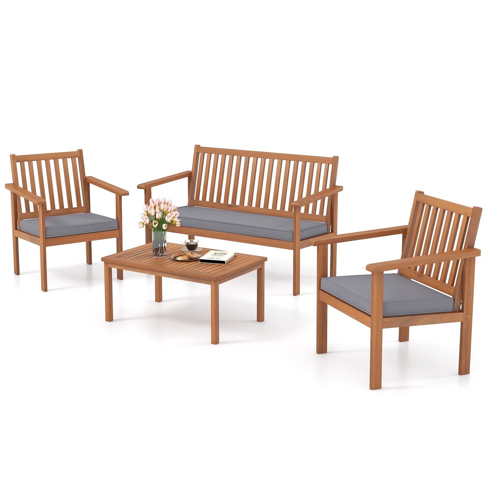 Tangkula Acacia Wood Set