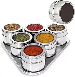 PORTA CONDIMENTOS MAGNETICO ACO INOX 7 PECAS KEHOME 5977