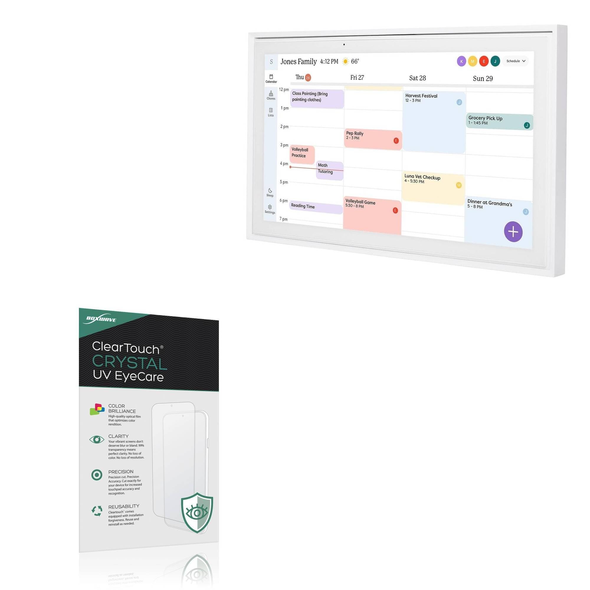 BoxWave Screen Protector Compatible with Skylight Calendar (15 inch) - ClearTouch Crystal Anti-UV EyeCare (2-Pack), Filters Out Harmful Blue Light Reduce Fatigue