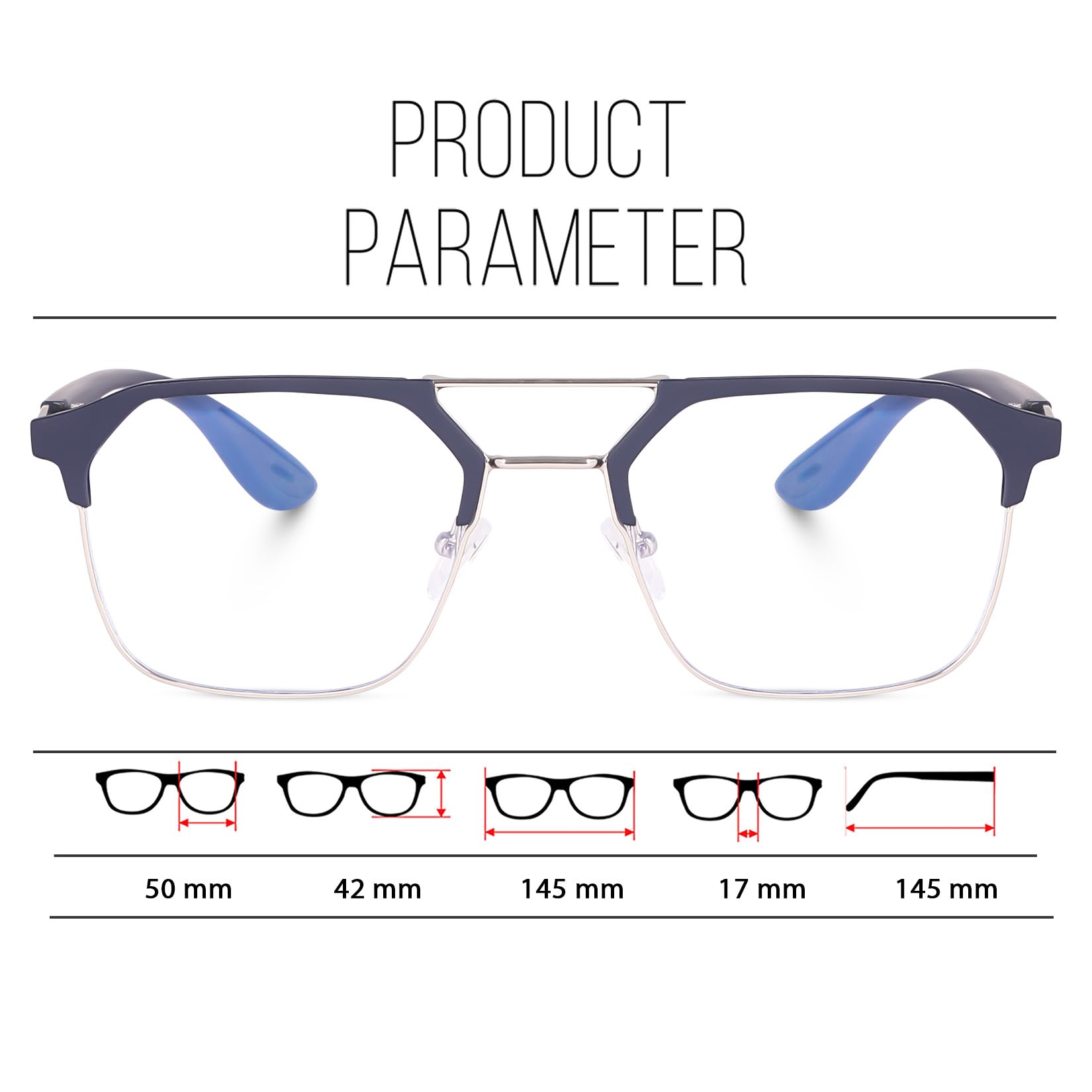 Poshh Eyewear UV Protected Zero Power Eyeglass Frame/Sunglasses Eye Protection Glass, Free Size (Blue) 2