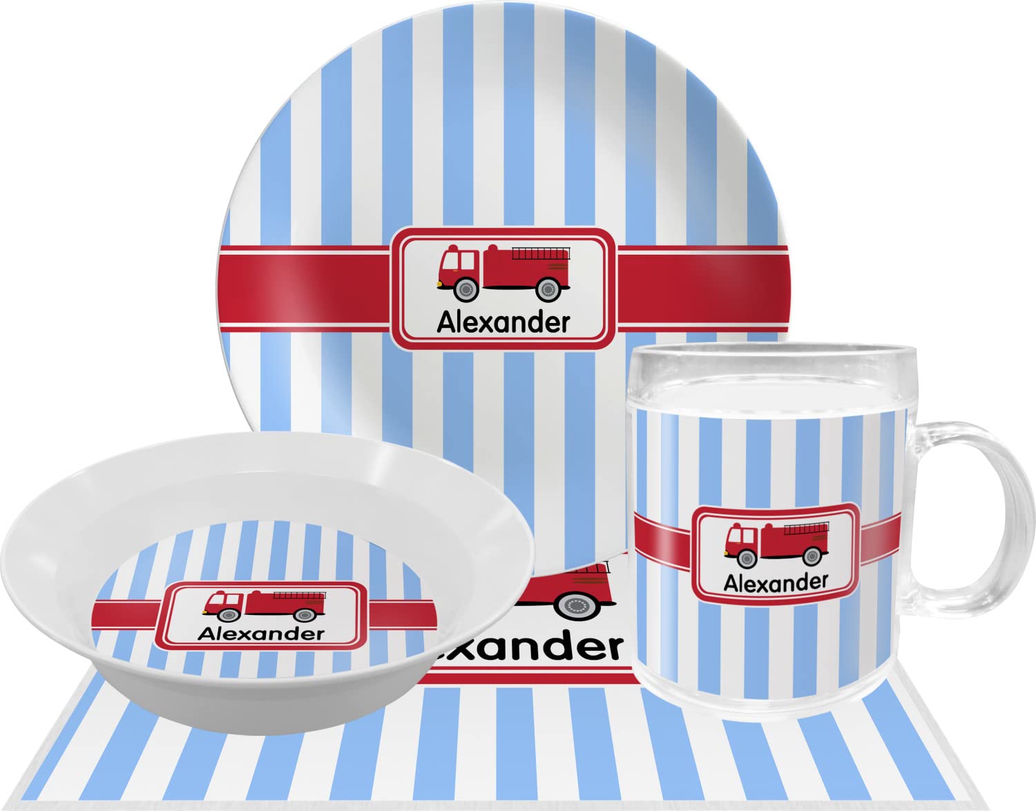 Personalized Firetruck Melamine Bowl - 12 oz