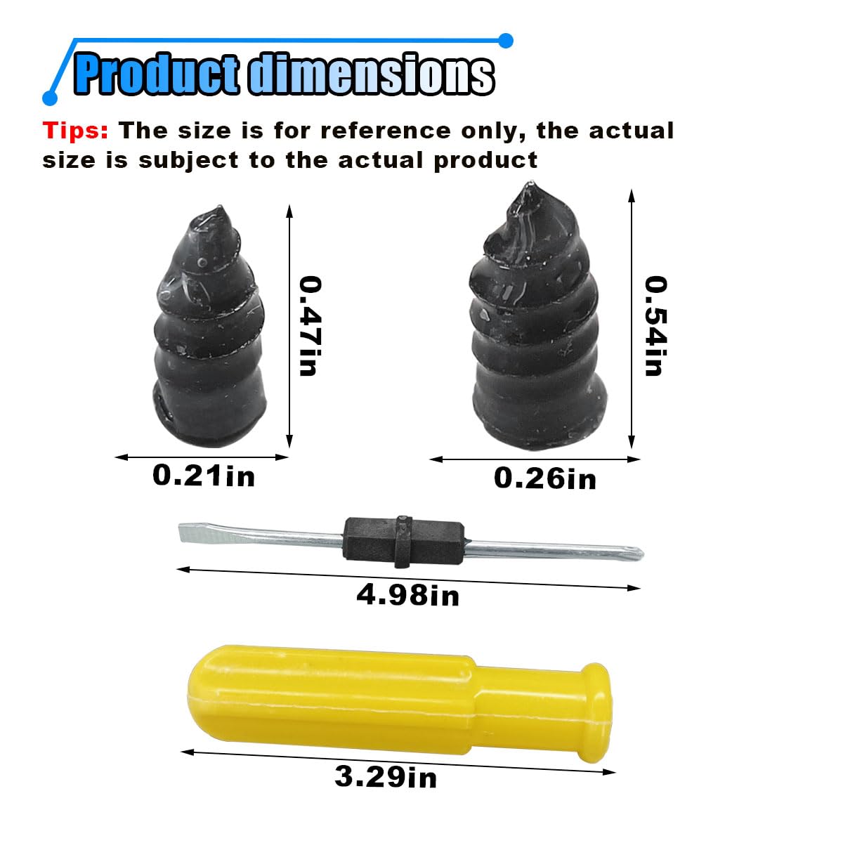 BDZMC 60 clavos de goma para reparación de neumáticos, kit de herramientas de reparación de pinchazos de neumáticos con destornillador, tapón de tornillo de reparación de neumáticos de vacío de