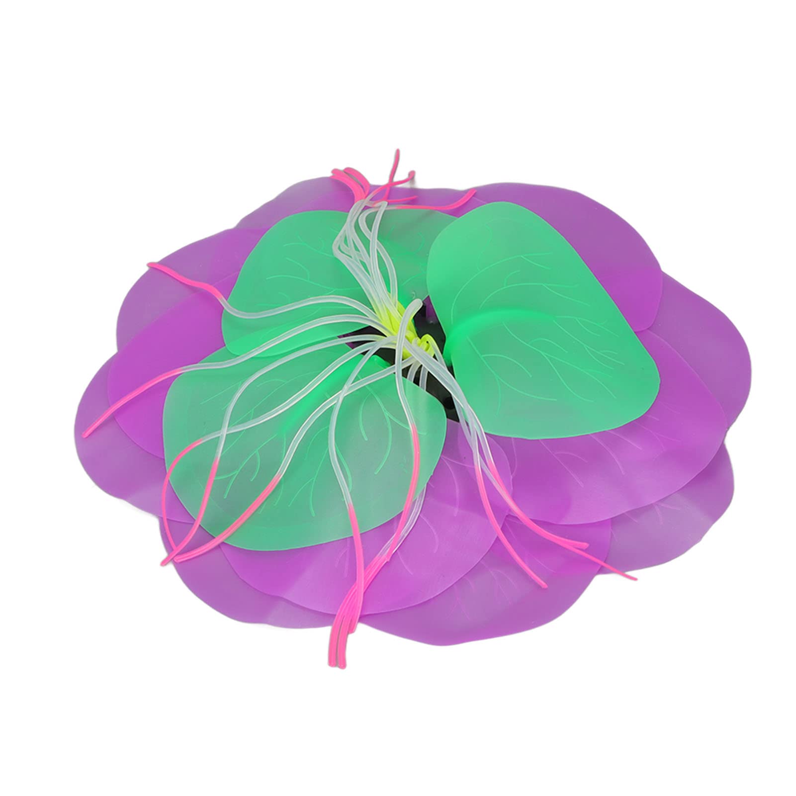 Tyenaza Lotus Fish Tank Decoration, Fish Tank Ornaments Silicone Glowing Lotus Plants Aquarium Decoration for Fish Tank(Purple)