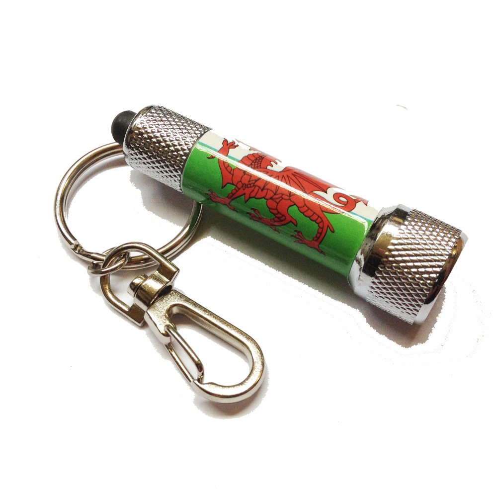 Fashion Review Red, Green, White New Cymru Welsh Gifts Welsh Flag Football Rugby Led Torch Keyring