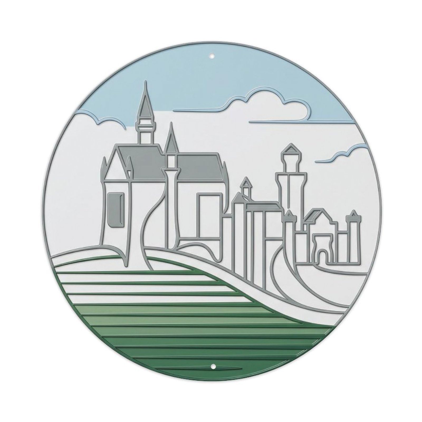 Neuschwanstein Streamline Castle Travel Metal Tin Sign Plaque Wall Decor for Cafe, Club Bar, Office, Home Garden Round Metal Poster 8x8Inch