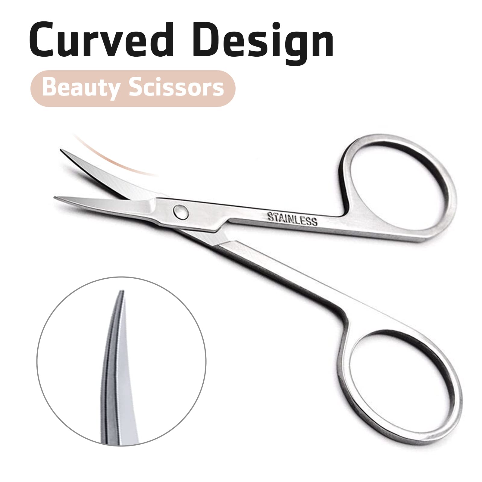 Sularpek 1 Pièces Ciseaux Cuticules, Ciseaux à Ongles Professionnels, Ciseaux à Cuticules en Acier Inoxydable, Nail Scissors Tondeuse Toilettage Outils de Beauté, pour Sourcils, Cils, Clou