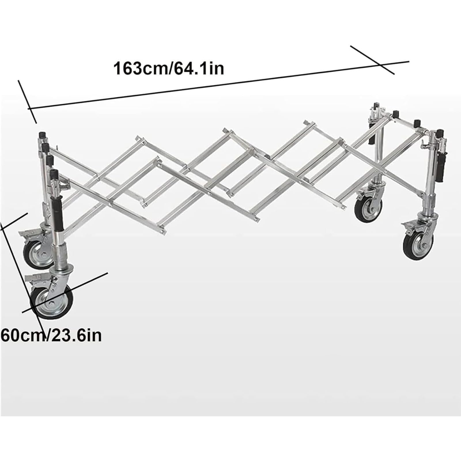 Carrello Pieghevole per Bare, Barella Retrattile, Barella A Spinta, Carrello per Barelle Funebri in Acciaio Inossidabile,B
