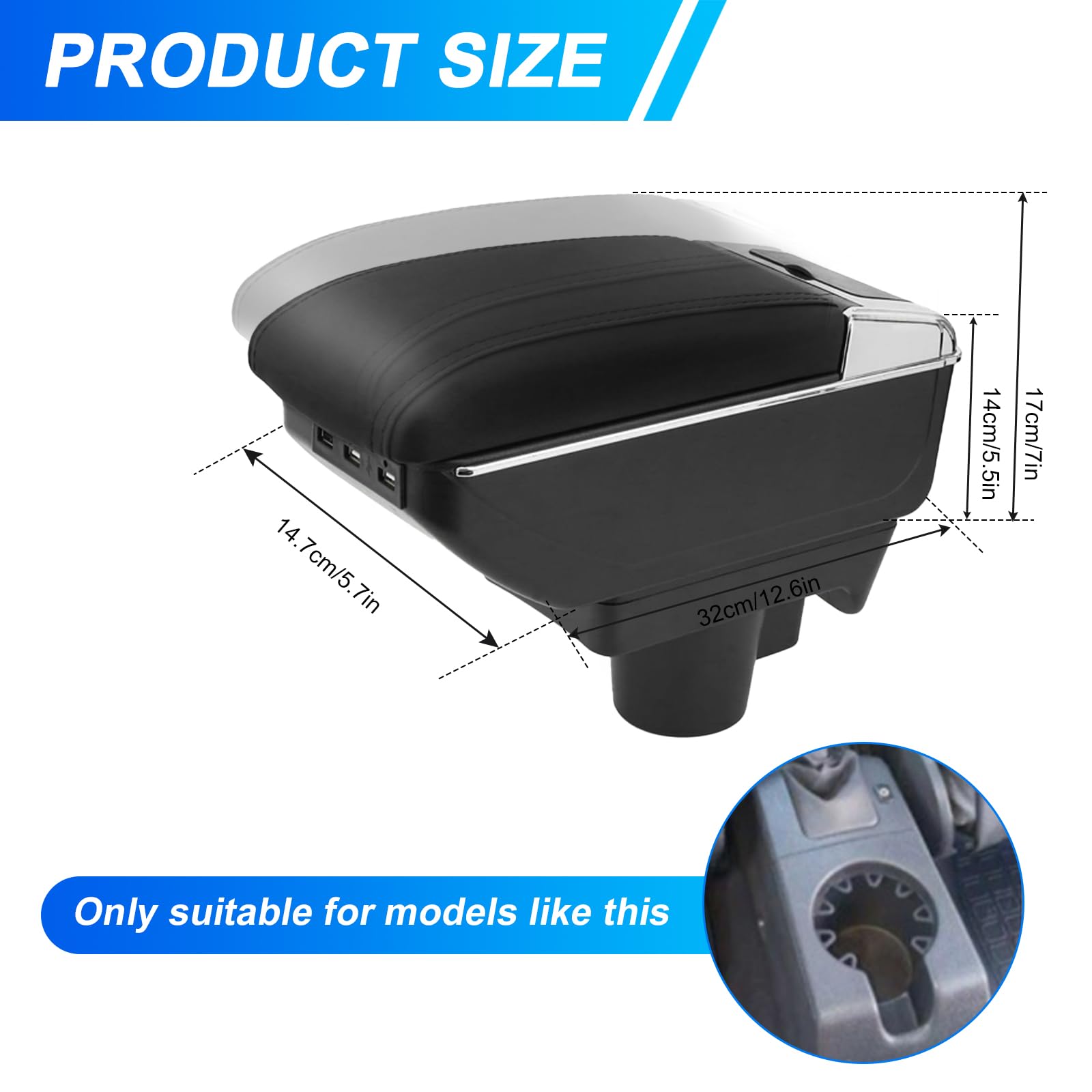 Auto Bracciolo Compatibile con Opel/Vauxhall Astra H 2004-2009 Scatola Portaoggetti per Bracciolo Console Centrale Poggiabraccio Braccio vano Portaogget Doppio Strato con 7 Porte di USB