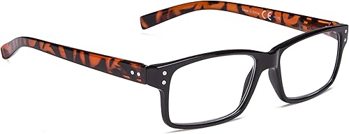 BLUELESS Gafas de lectura vintage para hombre y mujer (brazo de tortuga, +4.00)