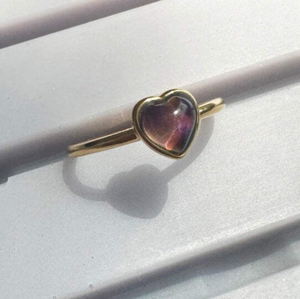 Honeycat Heart Mini Mood Stone Color Changing Ring | Minimalist Fun Dainty Jewelry