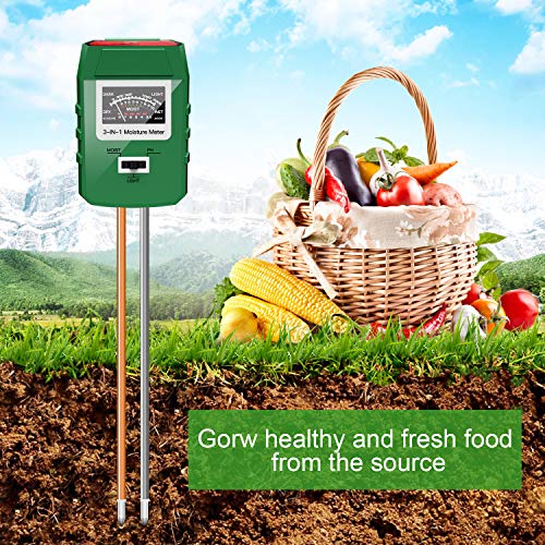 image for Kensizer 3-in-1 Soil Testers, Moisture/Light/pH Meter, Water Hydromete