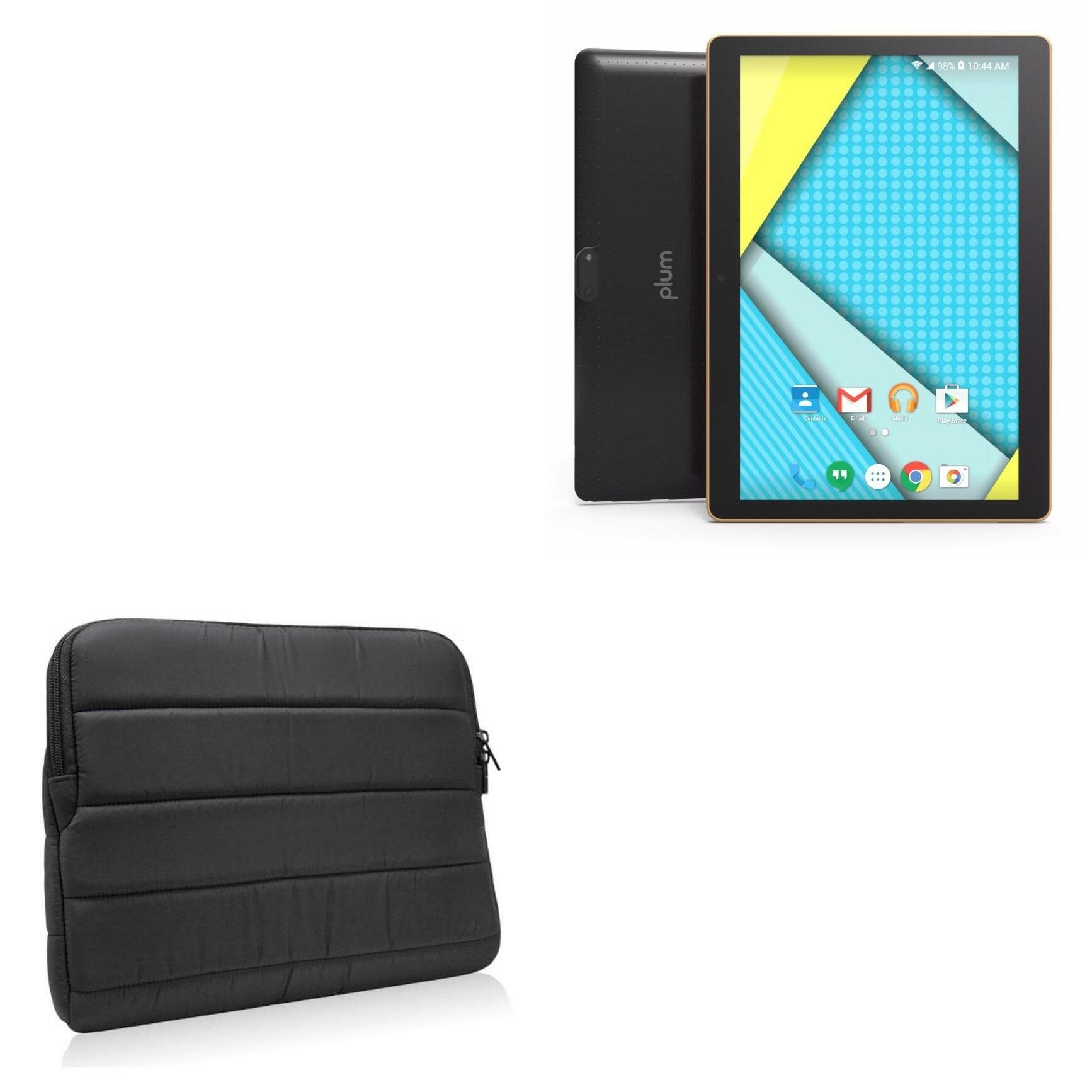 BoxWave Case for Plum Optimax 10 (Case by BoxWave) - Polar Jacket, Puffy Padded Material Zip Up Sleeve Pouch for Plum Optimax 10, Plum Ten 3G | Optimax 10 - Jet Black