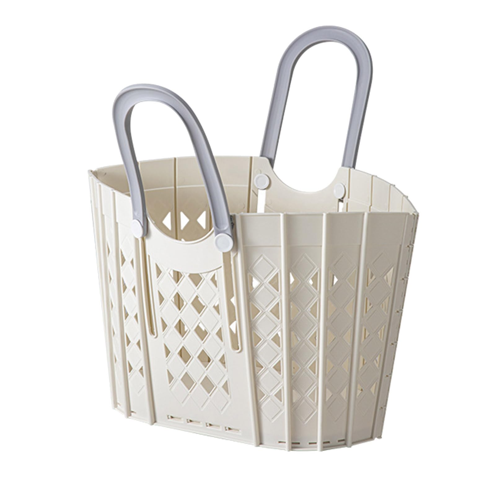 Plastic Laundry Hamper with Handles Multifunction Plastic Foldable Clothes Hamper with Handles Bathroom Corner Clothing Storage Organizer Basket(White)