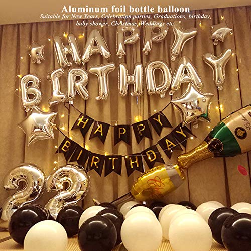 12PCS Aluminum Foil Helium Mylar Balloons, Champagne Bottle Goblet Hydrogen Whiskey Beer Cup Balloons, Multiple Styles Party Decoration Supplies for Birthday Graduation Anniversary Wedding Ceremony - Thumbnail 7