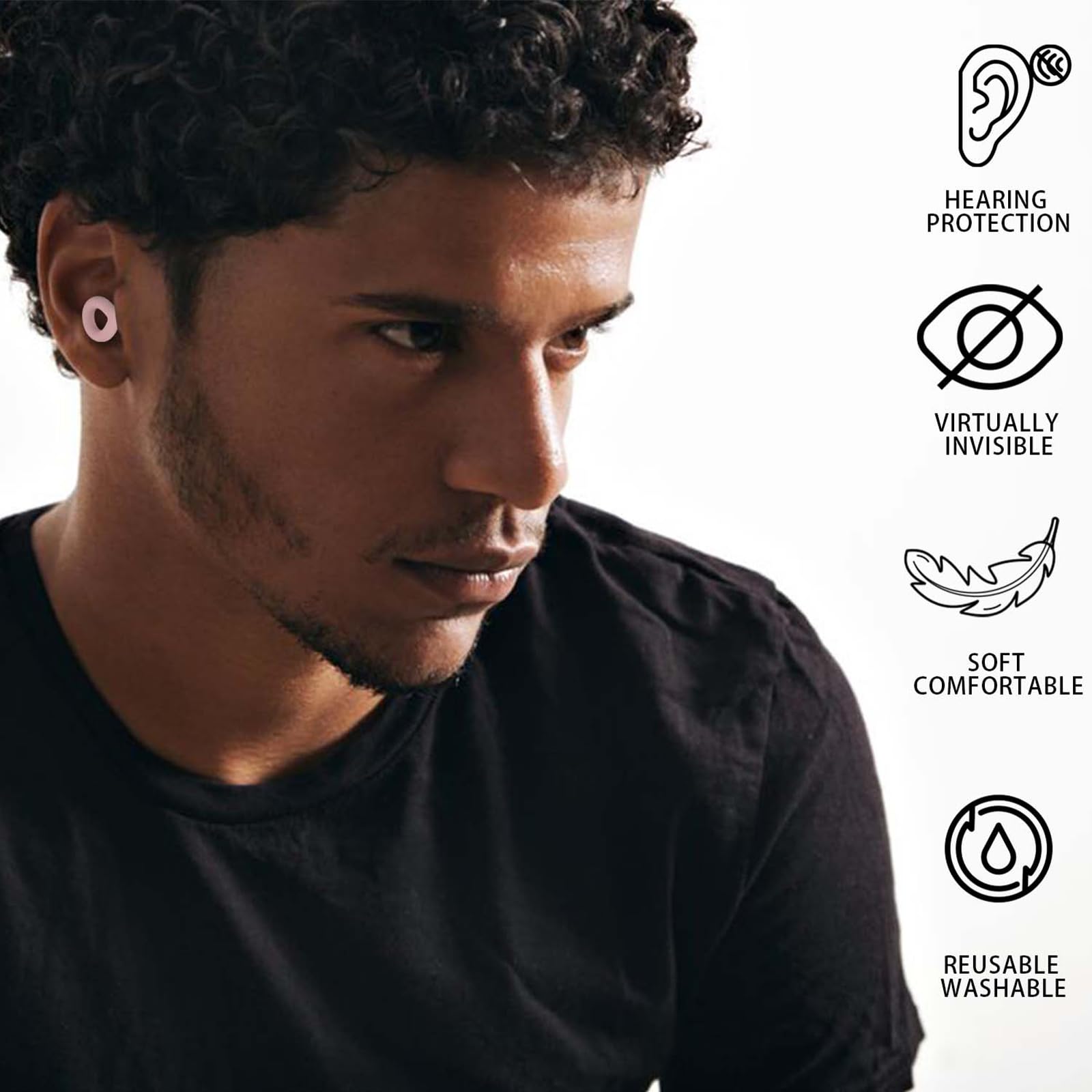 2 tapones para los oídos, protección auditiva de 33 dB, cancelación de ruido, tapones de silicona reutilizables para conciertos, concentración profunda, viajes, con bolsa de almacenamiento de tapones