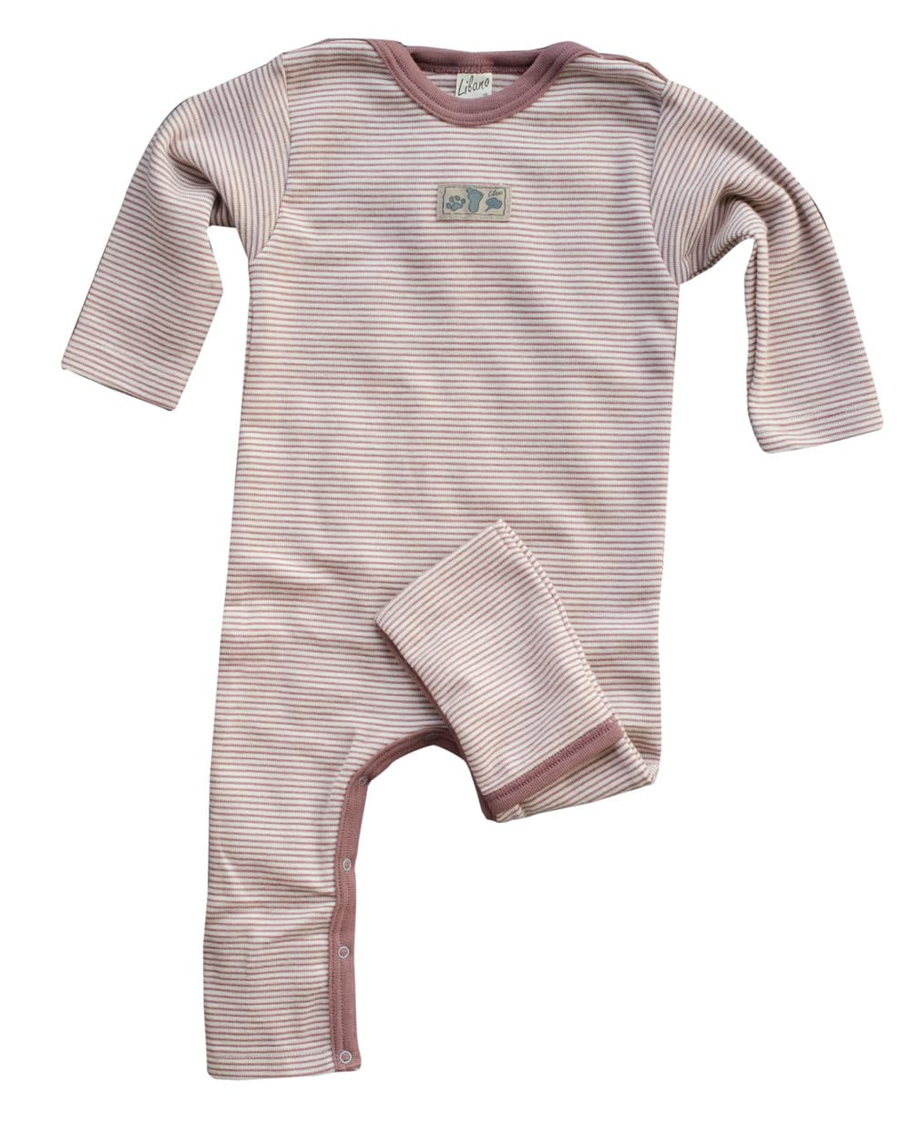 Lilano, śpioszki z rękawami, 100% wełna frotte flausz (kbT), Mauve/Natur, 50-56