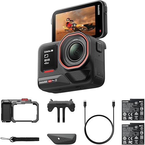 Insta360 Ace Pro 2 Xplorer Bundle Dual Battery- 8K Waterproof Action Camera Co-Engineered with Leica, 1/1.3" Sensor, Dual AI Chip, Leading Low Light, Superior Audio, Flip Screen & AI Editing for Vlogs