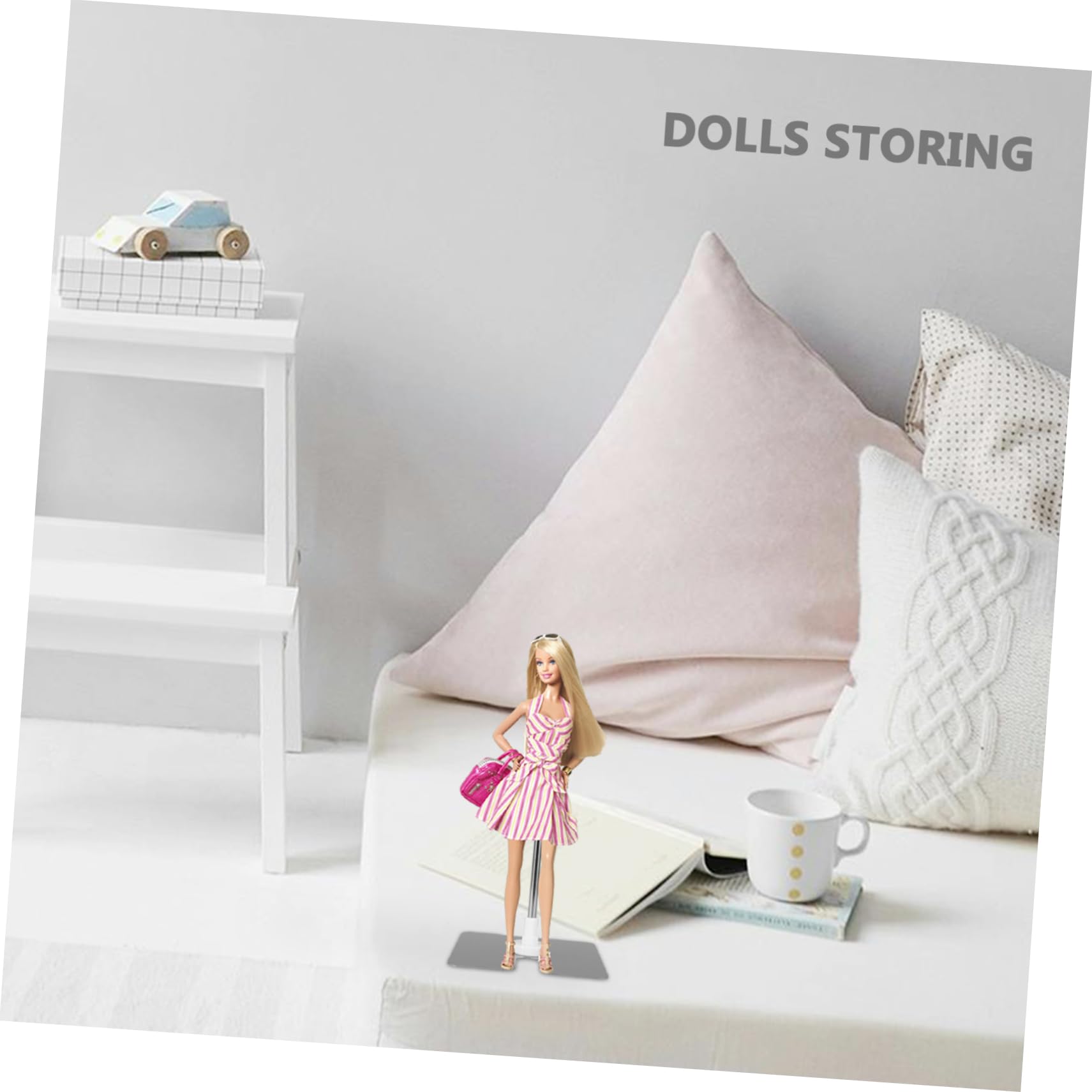 ibasenice Adjustable Doll Rack Metal Support Holder Action Figure Stand Doll Display Stand