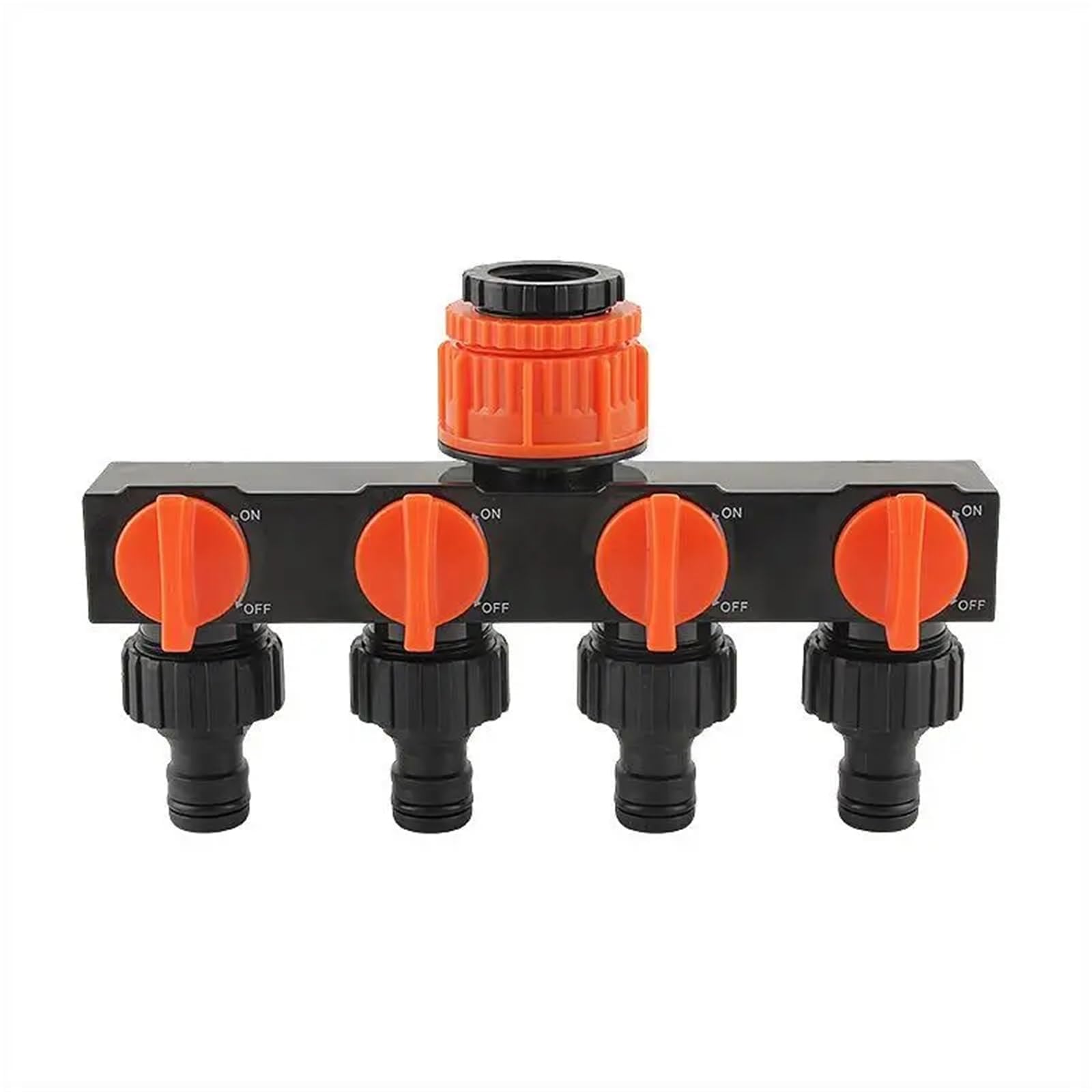 URAQT Tap Connector, 4 Way Garden Hose Splitter compatible 3/4" and 1/2" Tap, Hose connector with Independent Flow Valve for Each Outlet, Water Garden Tap Splitter for Indoor or Outdoor Faucets