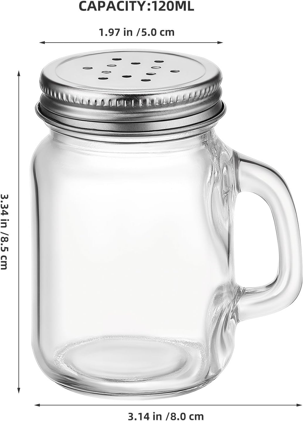 2pcs Glass Salt Pepper Shakers Xmas 120ml Seasoning Bottles