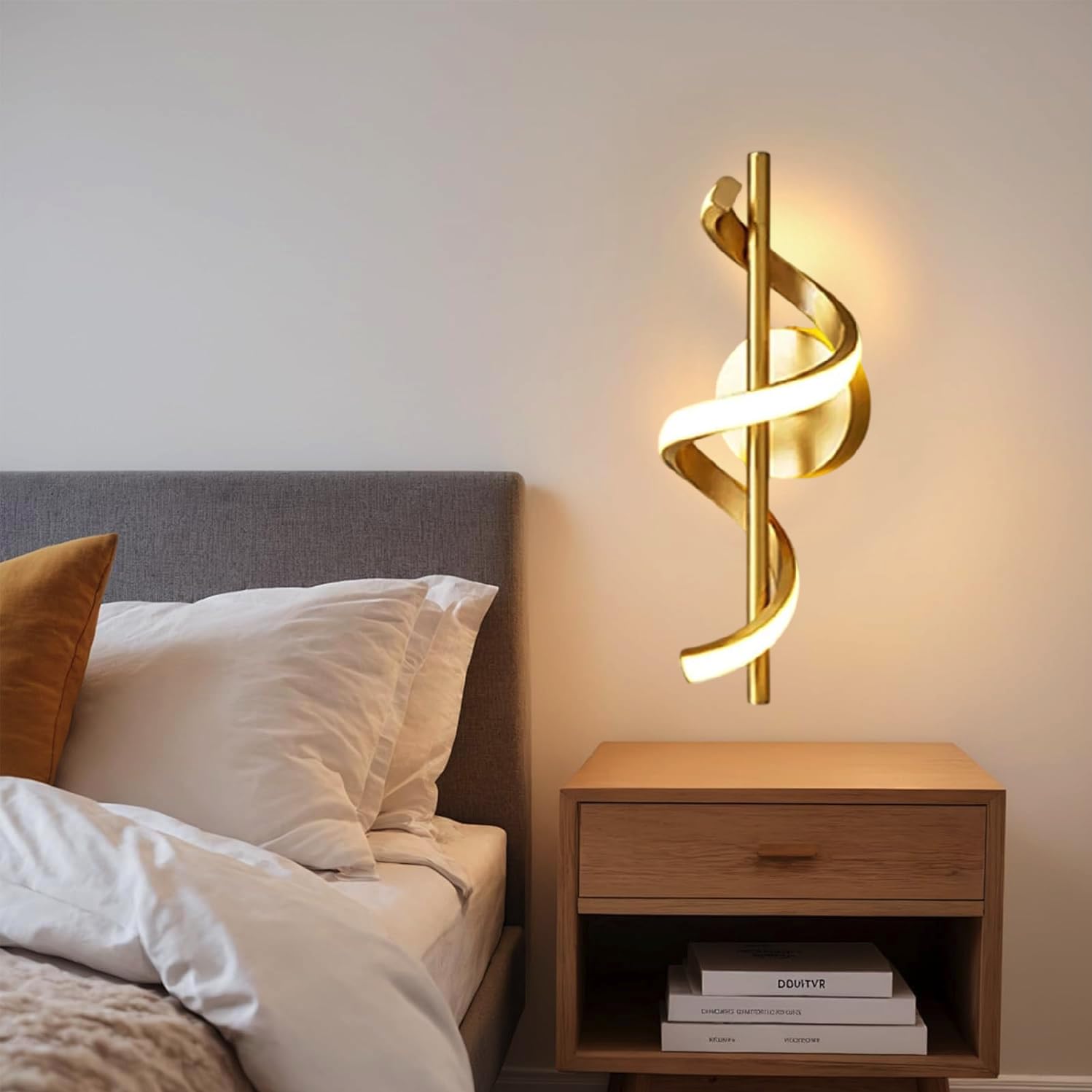 Groeien Modern 3 Color LED Wall Sconce Spiral Glow Wall Light for Bedroom Living Room Corridor Lighting Fixtures Wall Mount(Warm+Natural+Coolwhite)(Spiral Glow)