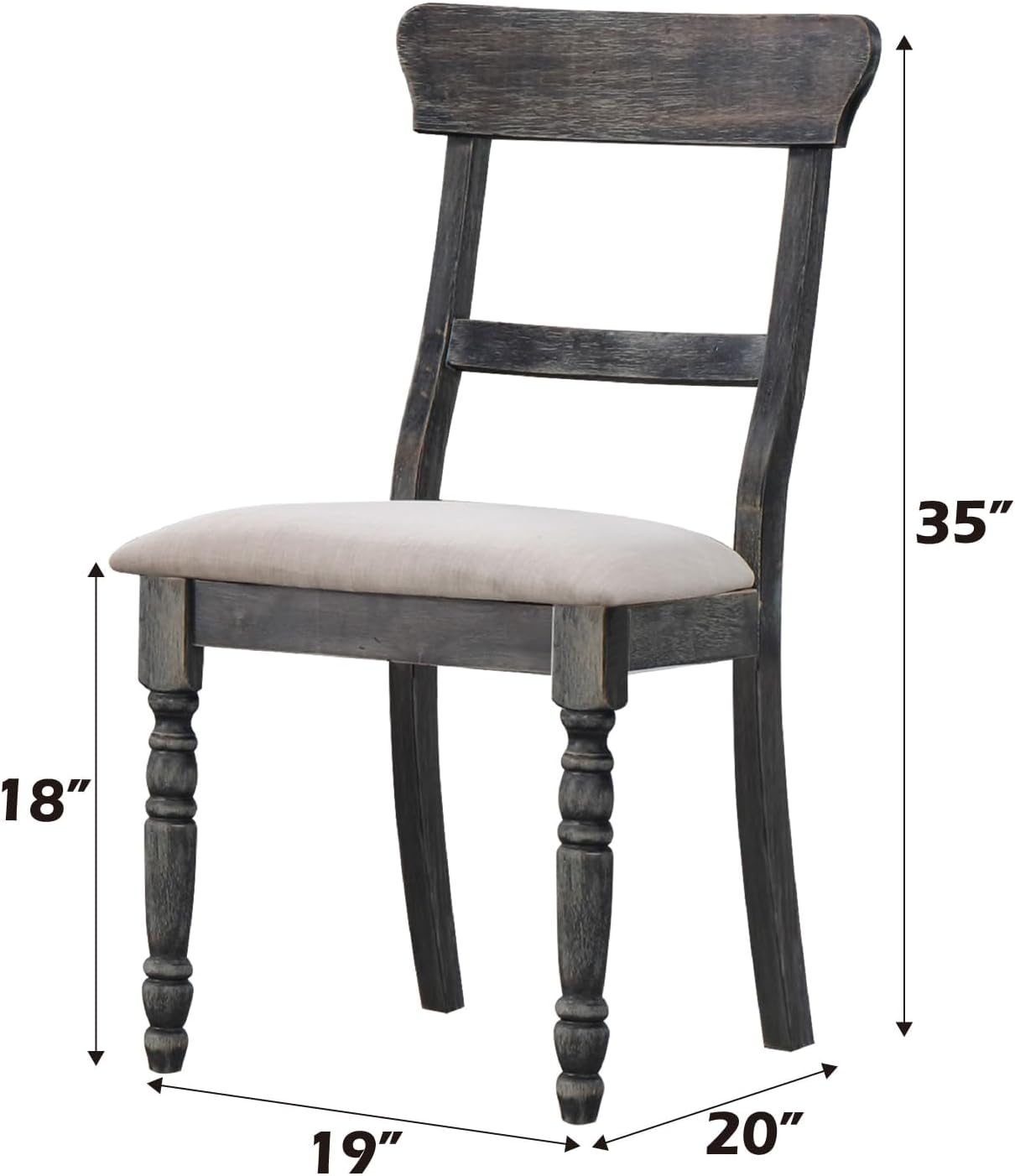 Acme Wallace 2 Pieces Dining Side Chair in Light Brown and Weathered Gray