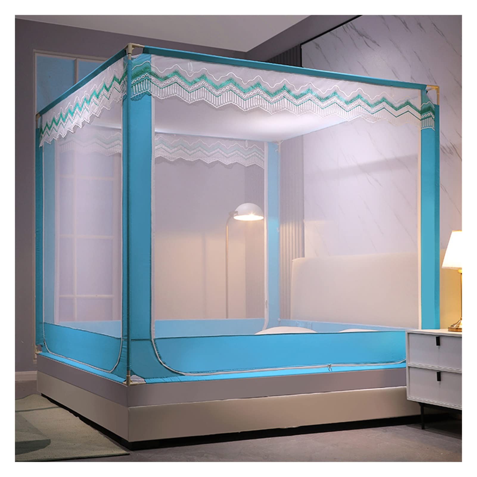 GJMSSMY Portable Mosquito Net bed Canopy Camping Travel Home Anti Mosquito Tent Mosquito Net for Adult Bottom Sleep Outdoor (Color : Blue, Size : 120WX200LX170H)