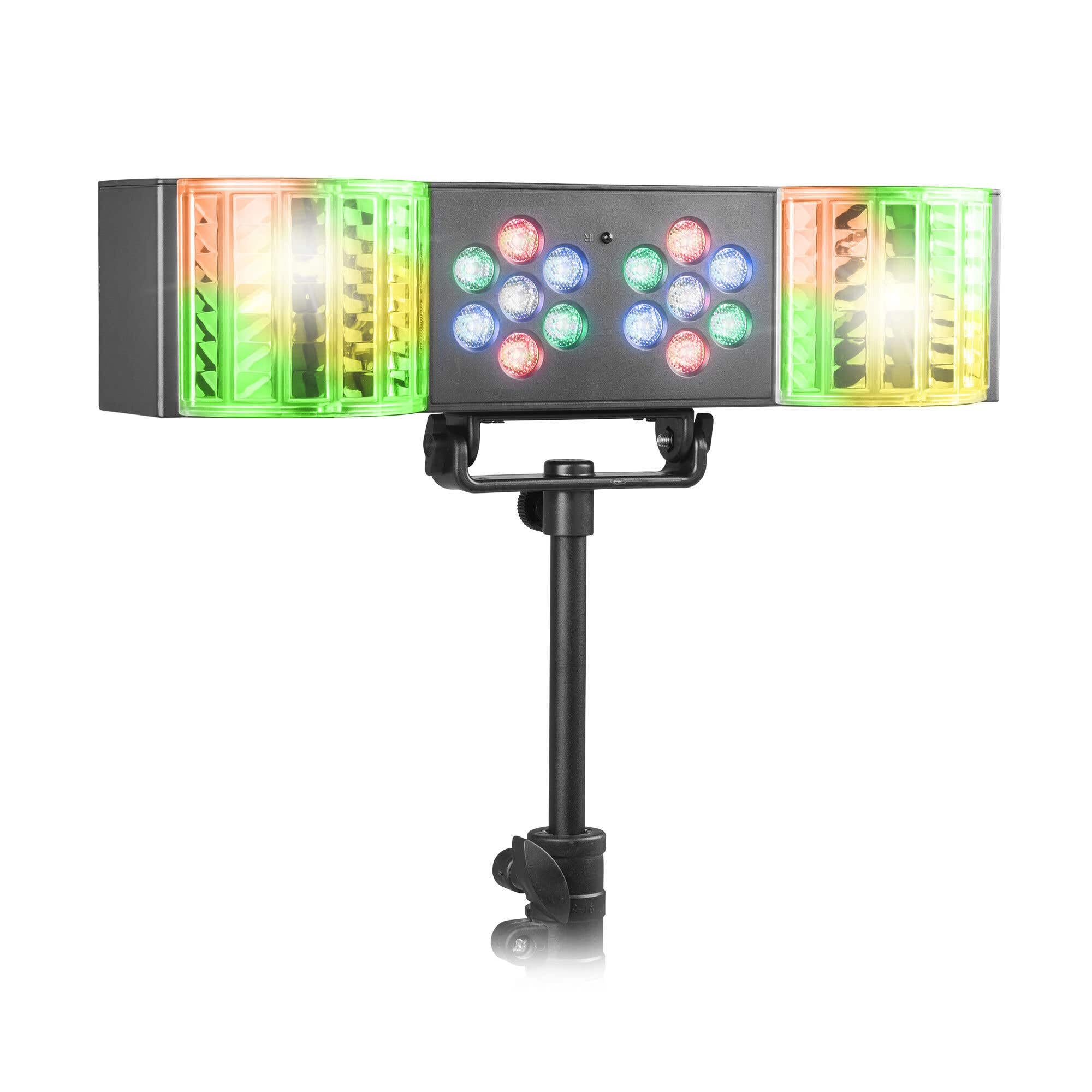 Fuzzix DerbyStar1 Partylicht mit Stativ - LED Lichtorgel Musikgesteuert mit Derby & Wash Effekt - DJ Lichtanlage für Bühnenlicht & Party Beleuchtung - Komplettes Set mit Fernbedienung