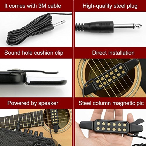 Tonabnehmer für Gitarre OFKPO mit 12 Löchern und 3 Meter Kabel