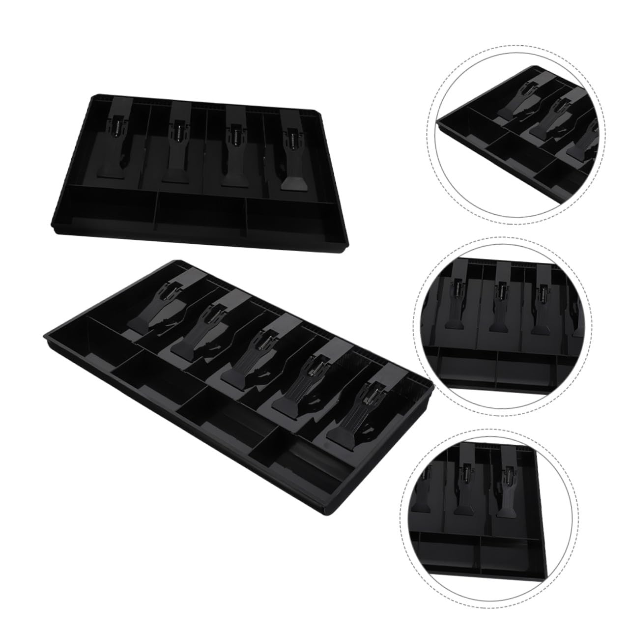 DOITOOL 2piezas Caja De Almacenamiento De Escritorio Para Caja Registradora Organizador De Dinero Con Múltiples Compartimentos y Clip Bandeja Para Guardar Billetes y Monedas Supermercados