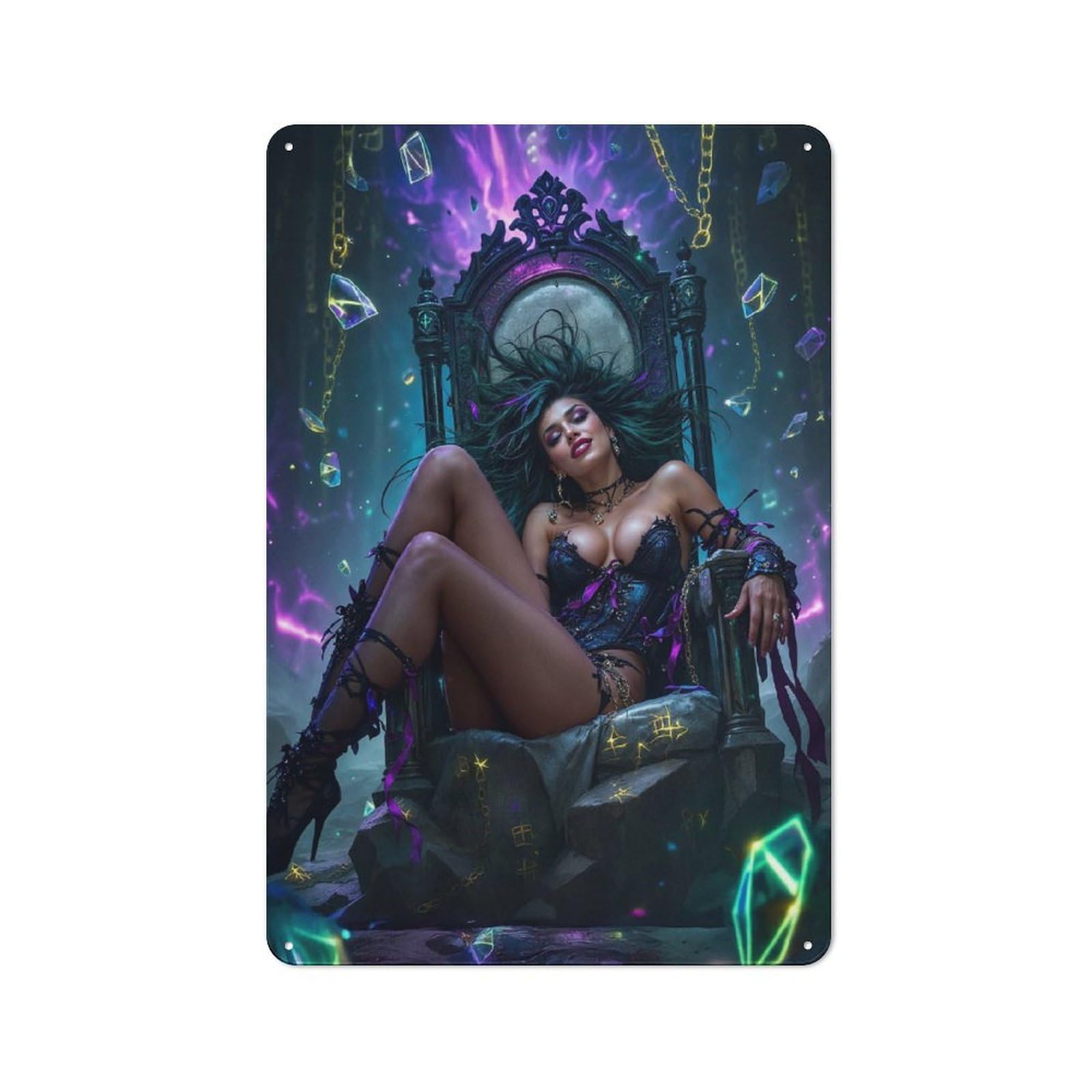Vintage Metal Sign 30x20cm Featuring Dark Fantasy Queen, Home Bar Decor for Cafe, Pub, Workshop Or Home Bar