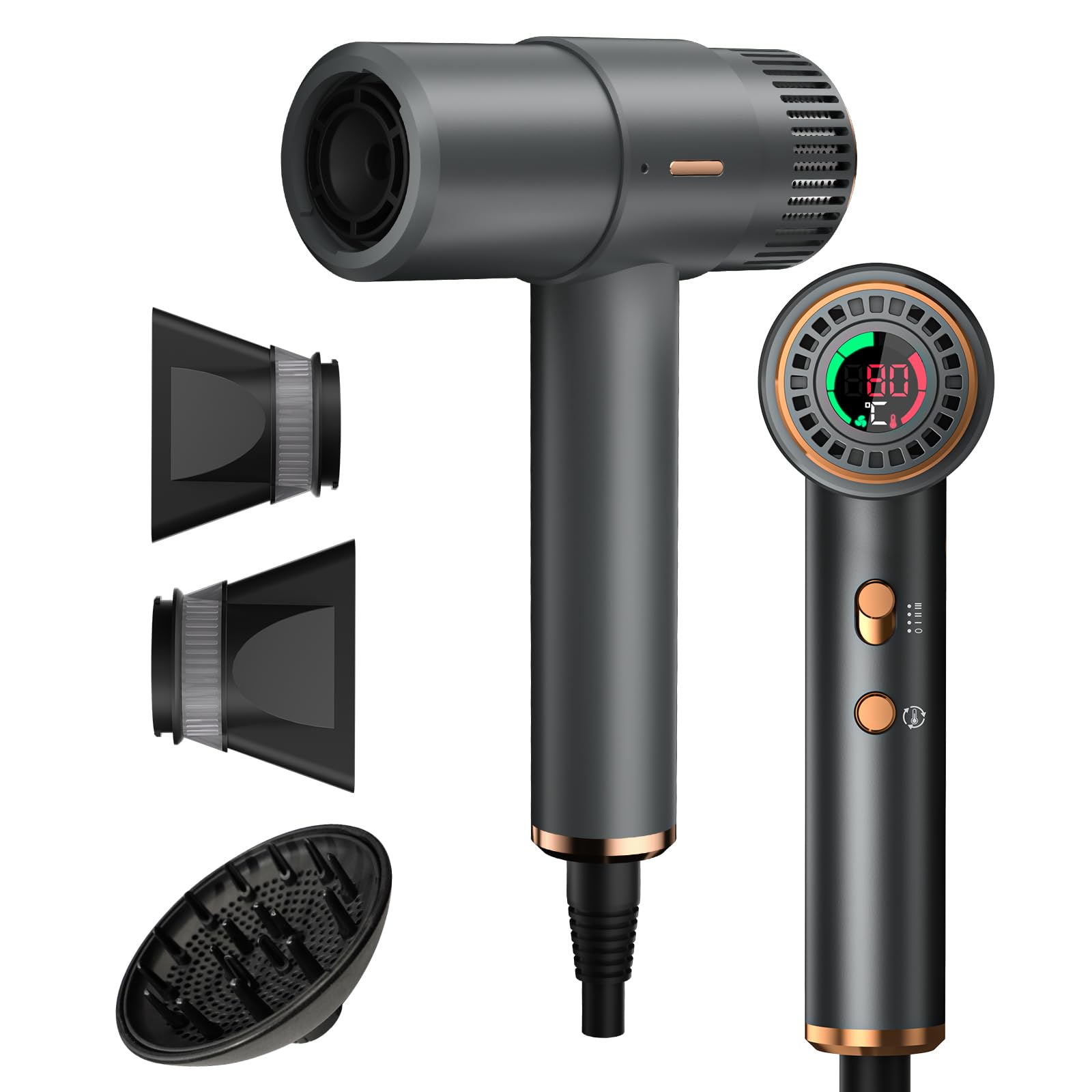Professional Hair Dryer with Diffuser 110000 RPM High Speed Ionic Hair Dryer Ultra-Fast Drying Compact Blow Dryer with