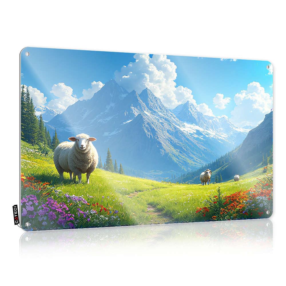 Framed, Funny Wall Art Funny Rules Wall Decor, Cool Rustic Metal Tin Sign For Man Cave | Dining Holiday Gift Custom Sheep Grazing In A Mountain Meadow(30X40CM)