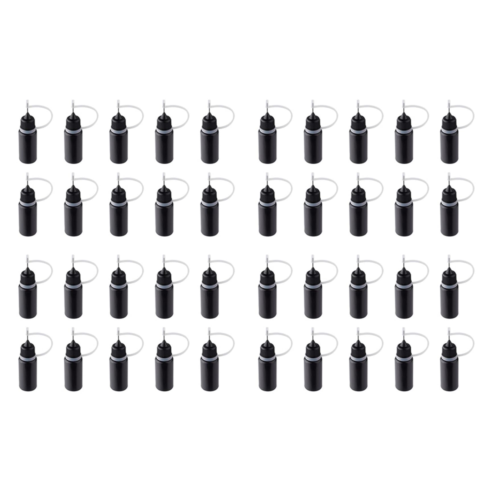 Jnchdghwa Black 40Pcs Tip Applicator Bottles Metal Needle Plastic Bottle 10Ml Tip Applicator Bottles